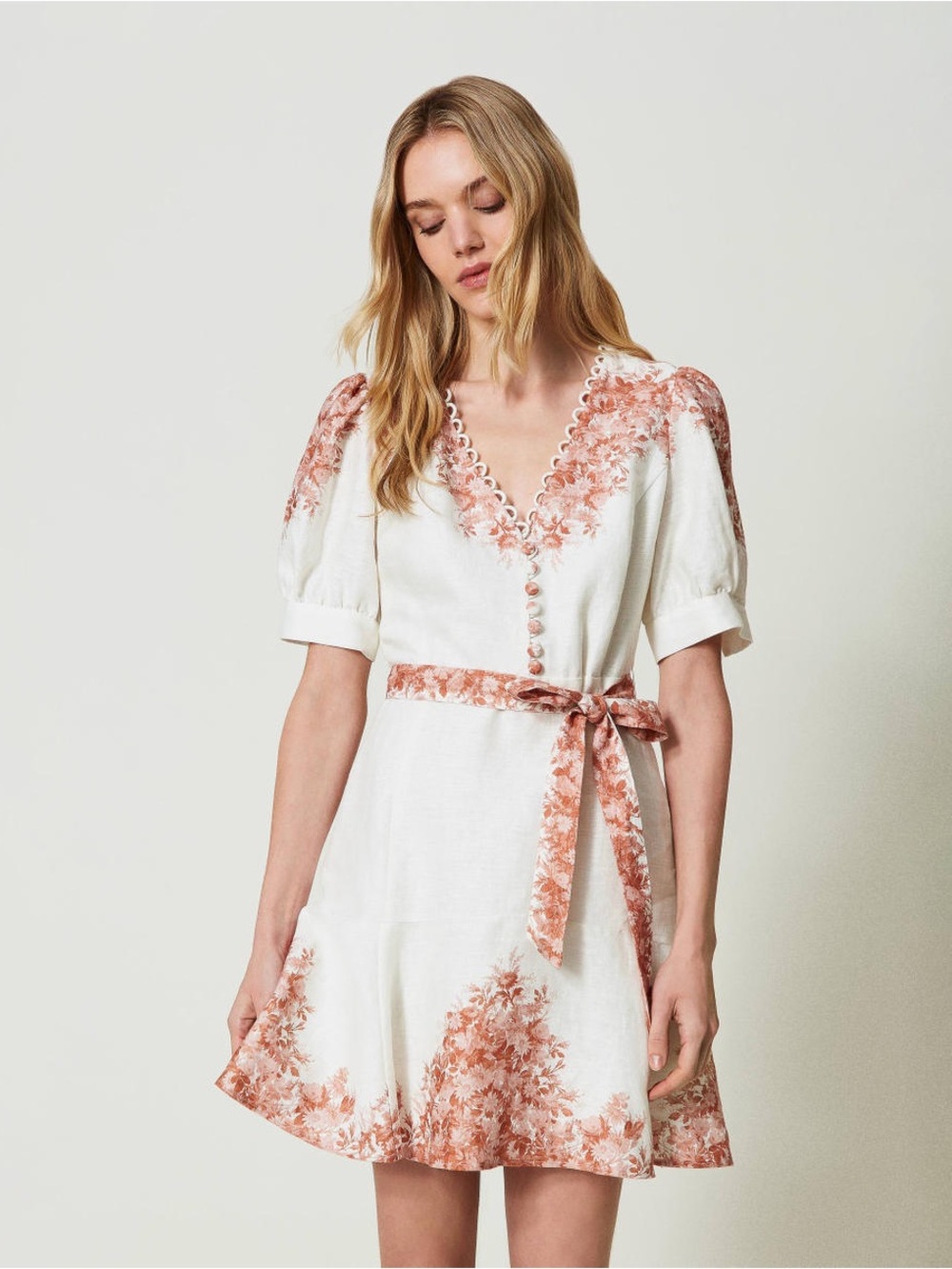 Twin-Set White floral print mini dress